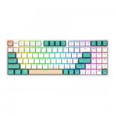 Tastatura Redragon Veigar, RGB LED, USB-C/USB Wireless/Bluetooth, White-Green