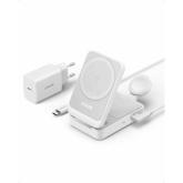 Incarcator wireless Anker MagGo 3-in-1, 15W, White