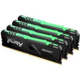 Kit memorie Kingston FURY Beast RGB 32GB, DDR4-2666MHz, CL16, Quad Channel