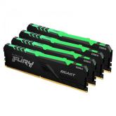 Kit memorie Kingston FURY Beast RGB 64GB, DDR4-3200MHz, CL16, Quad Channel