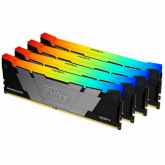 Kit Memorie Kingston FURY Renegade RGB Black Intel XMP 2.0, 128GB, DDR4-3600MHz, CL18, Quad Channel