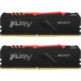 Kit memorie Kingston FURY Beast RGB 32GB, DDR4-3733MHz, CL19, Dual Channel