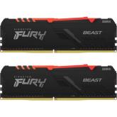 Kit memorie Kingston FURY Beast RGB 32GB, DDR4-3733MHz, CL19, Dual Channel