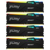 Kit Memorie Kingston Fury Beast RGB Black Intel XMP 3.0, 128GB, DDR5-5200MHz, CL40, Quad Channel