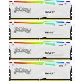 Kit Memorie Kingston Fury Beast RGB White Intel XMP 3.0, 64GB, DDR5-5200MHz, CL40, Quad Channel