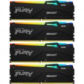 Kit Memorie Kingston Fury Beast RGB Black Intel XMP 3.0, 64GB, DDR5-5600MHz, CL40, Quad Channel
