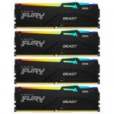 Kit Memorie Kingston Fury Beast RGB Black Intel XMP 3.0, 64GB, DDR5-6000MHz, CL40, Quad Channel