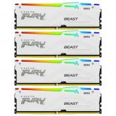Kit Memorie Kingston Fury Beast RGB White Intel XMP 3.0, 64GB, DDR5-6000MHz, CL40, Quad Channel
