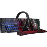 Kit 4 in 1 Marvo CM370 - Tastatura K632, RGB LED, USB, Black + Mouse optic M221, RGB LED, Black + Casti cu microfon H8311, 2xJack, Black-Red + Mouse Pad Black-Red