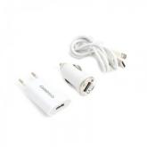Kit incarcator retea + auto Omega Travel, 1x USB, 1A, White