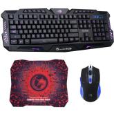 Kit Marvo CM300 - Tastatura K636, RGB LED, USB, Black + Mouse Optic M925, USB, Black + Mouse Pad G1, Black-Red