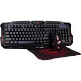 Kit Marvo CM350 - Tastatura K636, RGB LED, USB, Black + Mouse Optic M420, USB, Black + Mouse Pad G1, Black-Red