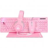Kit Marvo CM418 Advanced Gaming 4 in 1, Tastatura, White LED, USB, Pink + Mouse Optic, White LED, USB, Pink + Casti, Pink + Mouse Pad, Pink