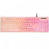 Kit Marvo CM418 Advanced Gaming 4 in 1, Tastatura, White LED, USB, Pink + Mouse Optic, White LED, USB, Pink + Casti, Pink + Mouse Pad, Pink