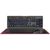 Kit Marvo CM420 Tastatura Mecanica, LED, USB, Black + Mouse Optic RGB LED, USB, Black + Mouse Pad XL, Black-Red