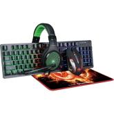 Kit Marvo CM450 - Tastatura Marvo K616, RGB LED, USB, Black + Casti Stereo HG8942, jack, Black-Green + Mouse Optic M314, USB, Black-Silver + Mouse Pad G20, Black-Red