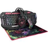 Kit Marvo CM600 - Tastatura KG760 RGB LED, USB, Black + Mouse Optic G932, USB, Multicolor + Casti stereo HG8907, jack, Black-Red + Mouse Pad G21 Scorpion, Multicolor