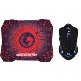 Kit Marvo M309 - Mouse Optic, Blue LED, USB, Black + Mouse Pad Scorpion Revive G1, Black-Red