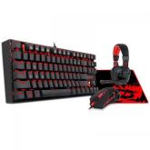 Kit Redragon - Tastatura Kumara, Red LED, USB, Black + Mouse Optic Centrophorus, USB, Black-Red + Casti Stereo Garuda, jack, Black-Red + Mouse Pad Archelon M, Black-Red