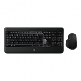 Kit Wireless Logitech MX900 - Tastatura, White LED, USB, Layout UK, Black + Mouse laser, USB, Black