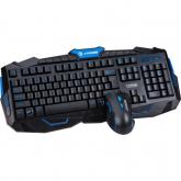 Kit Wireless Marvo - Tastatura KW500, USB, Black-Blue + Mouse Optic MW500, USB, Black-Blue