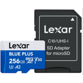 Memory Card microSDXC Lexar Blue Plus 256GB, UHS-I U3, V30, A2 + Adaptor SD