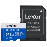 Memory Card microSDXC Lexar Blue Plus 512GB, UHS-I U3, V30, A2 + Adaptor SD