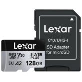 Memory Card microSDXC Lexar Professional Silver Plus  128GB, UHS-I U3, V30, A2 + Adaptor SD