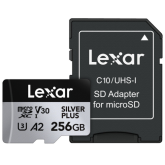 Memory Card microSDXC Lexar Professional Silver Plus  256GB, UHS-I U3, V30, A2 + Adaptor SD