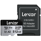 Memory Card microSDXC Lexar Professional Silver Plus  512GB, UHS-I U3, V30, A2 + Adaptor SD
