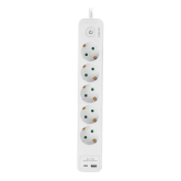 Prelungitor Logilink LPS280U, 5 x Schuko, 1 x USB-C, 1 x USB-A, 17 W, 1.5 m, White