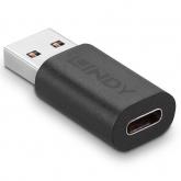 Adaptor Lindy 41904, USB - USB-C, Black