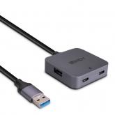 Hub USB Lindy 43388, 2x USB-A, 2x USB-C, Black-Grey