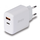 Incarcator retea Lindy 73424, 1x USB-A, 1x USB-C, 3A, White