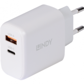 Incarcator retea Lindy 73428, 1x USB-C, 1x USB-A, 65W, White