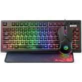 Kit Marvo CM310 - Tastatura RGB LED, USB, Black + Mouse Optic, USB, Black + Mouse Pad, Black-Red