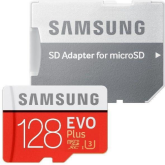 Memory Card microSDXC Samsung EVO Plus 128GB, Class 10, UHS-I U3 + Adaptor SD