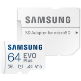 Memory Card microSDXC Samsung EVO Plus (2024) 64GB, Class 10, UHS-I U3, V10, A2 + Adaptor SD