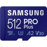 Memory Card microSDXC Samsung PRO Plus 512GB, Class 10, UHS-I U3, V30, A2 + Adaptor SD