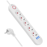 Prelungitor Maclean MCE395 W, 5 x Socket, 3 x USB, 1.5 m, White