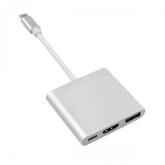 Adaptor Maclean MCTV-840, USB-C + HDMI + USB 3.0 - USB-C, Silver