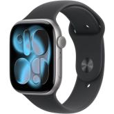 SmartWatch Apple Watch Series 11 Aluminium, 1.77inch, Curea Silicon M/L, Space Grey - Black Sport Band