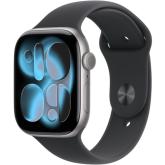 SmartWatch Apple Watch Series 11 Aluminium, 1.77inch, 5G, Curea Silicon S/M, Space Grey - Black Sport Band
