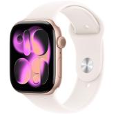SmartWatch Apple Watch Series 11 Aluminium, 1.77inch, 5G, Curea Silicon S/M, Rose Gold - Light Blush Sport Band