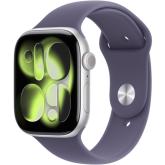 SmartWatch Apple Watch Series 11 Aluminium, 1.77inch, 5G, Curea Silicon S/M, Silver - Purple Fog Sport Band