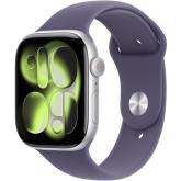 SmartWatch Apple Watch Series 11 Aluminium, 1.77inch, 5G, Curea Silicon M/L, Silver - Purple Fog Sport Band