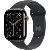 SmartWatch Apple Watch Series 11 Titanium, 1.77inch, 5G, Curea Silicon S/M, Slate - Black Sport Band
