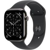 SmartWatch Apple Watch Series 11 Titanium, 1.77inch, 5G, Curea Silicon M/L, Slate - Black Sport Band