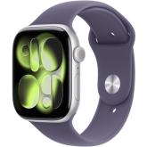 SmartWatch Apple Watch Series 11 Aluminium, 1.96 inch, 5G, Curea Silicon M/L, Silver - Purple Fog Sport Band