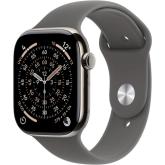 SmartWatch Apple Watch Series 11 Titanium, 1.96 inch, 5G, Curea Silicon S/M, Natural - Stone Grey Sport Band